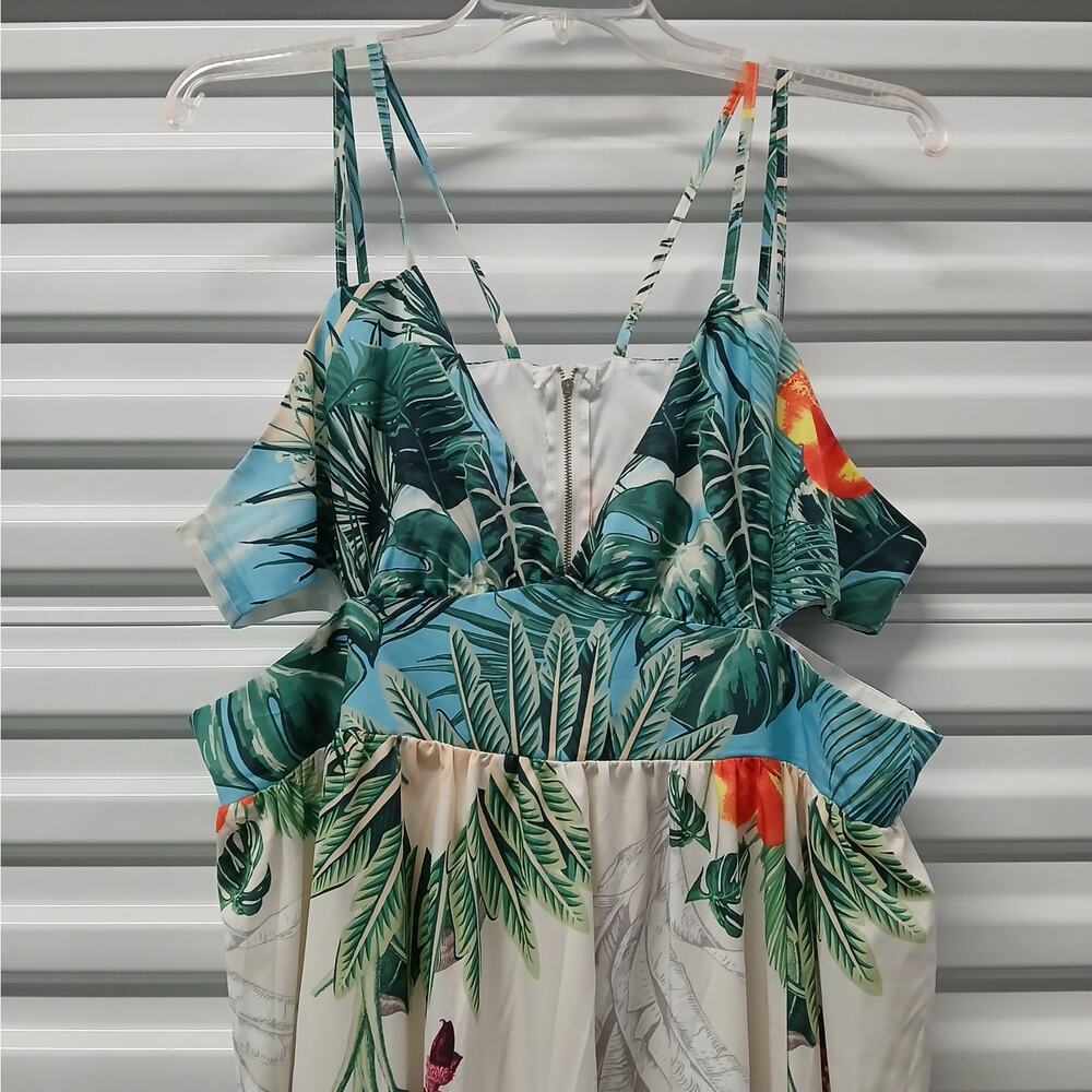 Loragal Women's Dress Size 3XL Beige Tropical Print Maxi Spring Summer Vacation - Picture 5 of 14